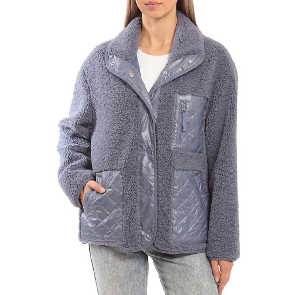 Avec Les Filles Faux Fur Teddy Fleece Snap-Front Jacket